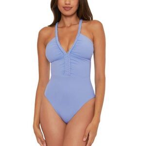 Soluna Lake Side Tie Back One-Piece Swimsuit‎ Size Small Lilac NWT